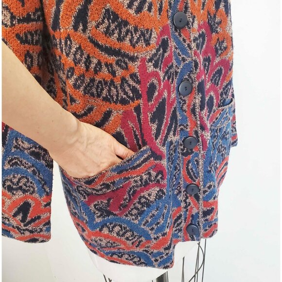 Missoni Sport Womens Vintage Abstract Mohair Wool Knit Cardigan Sweater ITALY - Picture 6 of 11